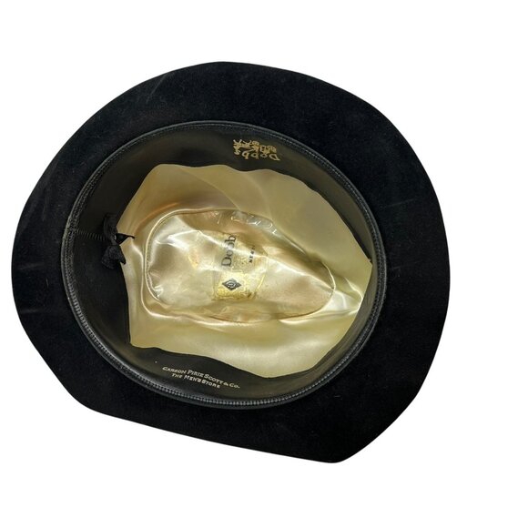 Dobbs Men's 6 7/8 Black Velvet Fedora Bowler Hat Cap 1950's Rope Retro Vintage - Picture 7 of 12